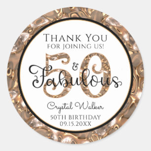 50 AND FABULOUS Elegant Gold Thank You Favor Tag