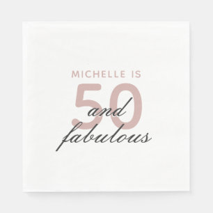 50 and Fabulous Elegant Pink 50th Birthday Party  Napkins