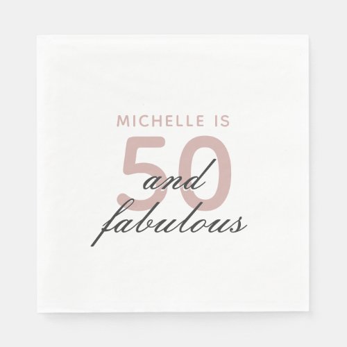 50 and Fabulous Elegant Pink 50th Birthday Party  Napkins