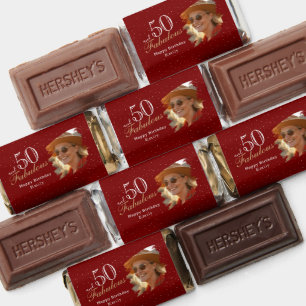 50 and Fabulous Elegant Red 50th Birthday Photo  Hershey's Miniatures