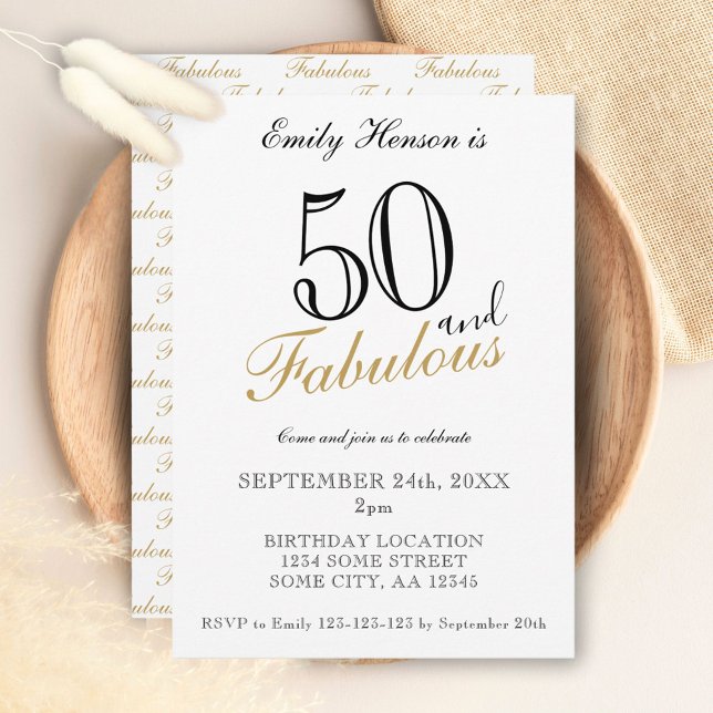 50 and Fabulous Elegant Script Birthday Invitation (Creator Uploaded)