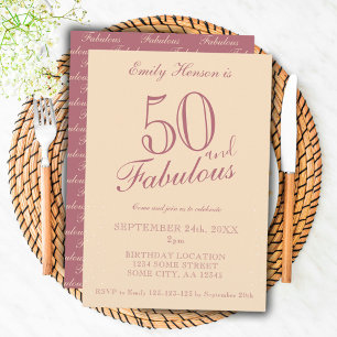 50 and Fabulous Elegant Script Birthday Invitation