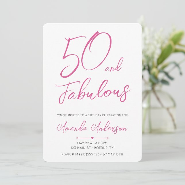 50 and Fabulous Fiftieth Birthday Invitation (Standing Front)