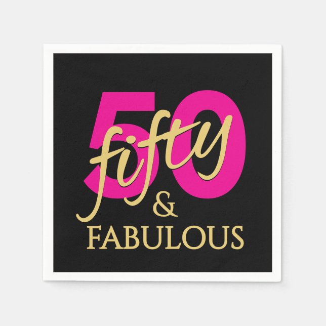 50 and Fabulous Fiftieth Birthday Napkins (Front)