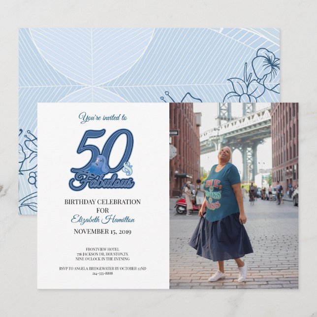 50 and Fabulous Fiftieth Birthday Party Invitation (Front/Back)