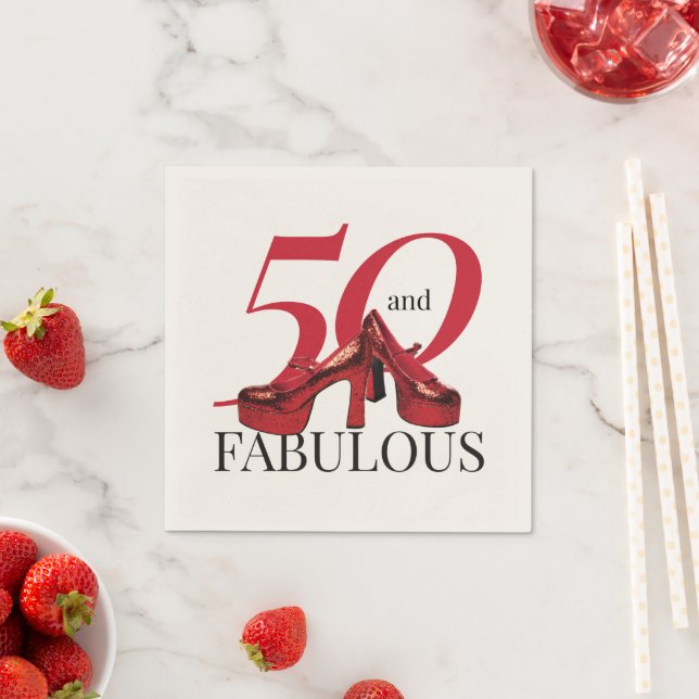 50 and Fabulous Fiftieth Birthday Party Paper Napkins (Insitu)