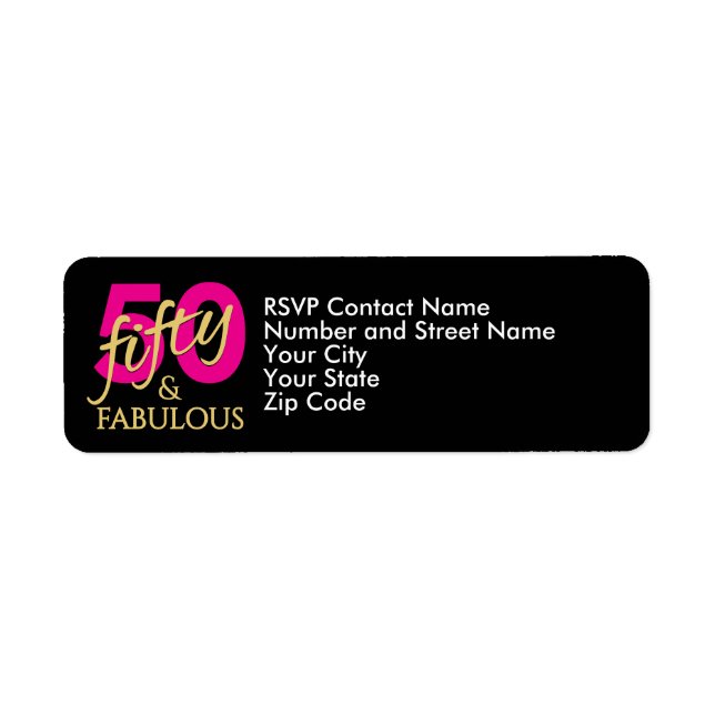 50 and Fabulous Fiftieth Birthday Return Address Label (Front)