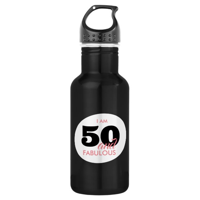 50 and Fabulous Fiftieth Birthday Stainless Steel Water Bottle (Front)