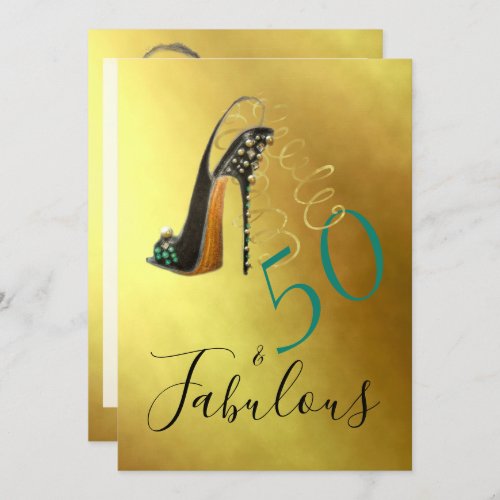 50 and Fabulous Fiftieth Elegant Gold Stylish Chic Invitation