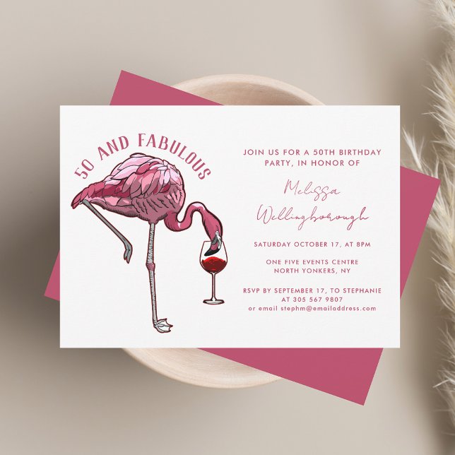50 and Fabulous Flamingo 50th Birthday Party Invitation (50 and Fabulous Flamingo 50th Birthday Party Invitation)