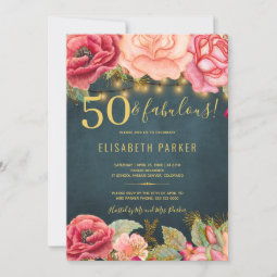 50 and fabulous floral elegant 50th birthday party invitation | Zazzle