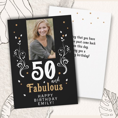 50 and Fabulous Foliage 50th Birthday Photo Card