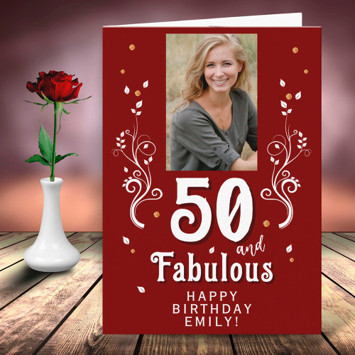 50 and Fabulous Foliage Red 50th Birthday Photo