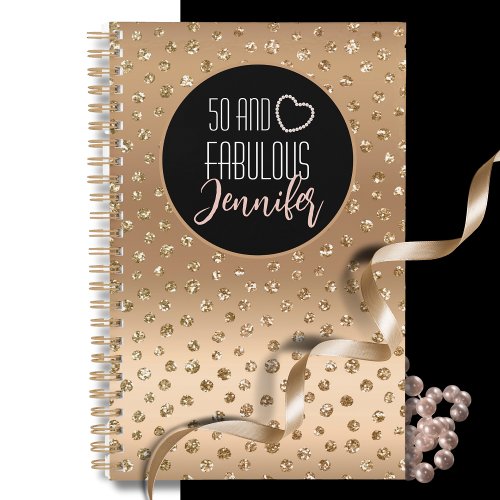 50 and Fabulous Glam Chic Girly Gold Black Blush  Planner