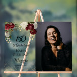 50 and Fabulous Glam Rose Floral Birthday Party Acrylic Sign<br><div class="desc">Elegant and classy dark red and burgundy floral roses with seed pearls on a splatter sepia colored frame "50 and Fabulous" birthday party design by Holiday Hearts Designs.</div>