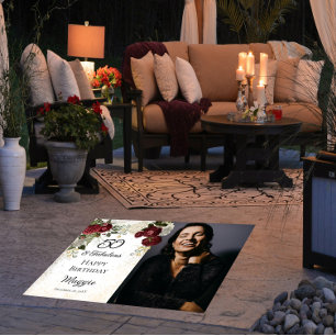 50 and Fabulous Glam Rose Floral Birthday Party Floor Decals