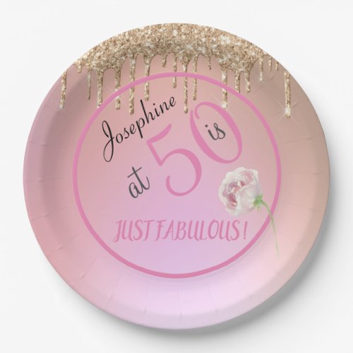 50 and Fabulous Glamorous Fiftieth Birthday Party Paper Plates