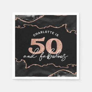 50 And Fabulous Glitter Rose Gold 50th Birthday  I Napkins