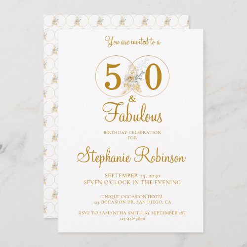 50 and Fabulous Gold 50th Birthday Party Invitation