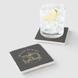 50 and Fabulous Gold and Black 50th Birthday Party Stone Coaster
