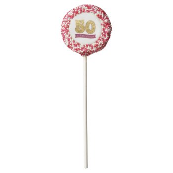 50 And Fabulous Gold And Pink Birthday Party Chocolate Covered Oreo Pop by AllisonLeAnnDesign at Zazzle