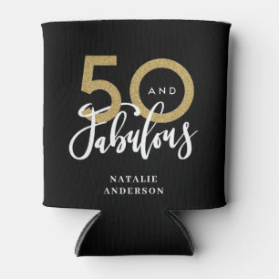 50 and fabulous gold birthday celebration can cooler