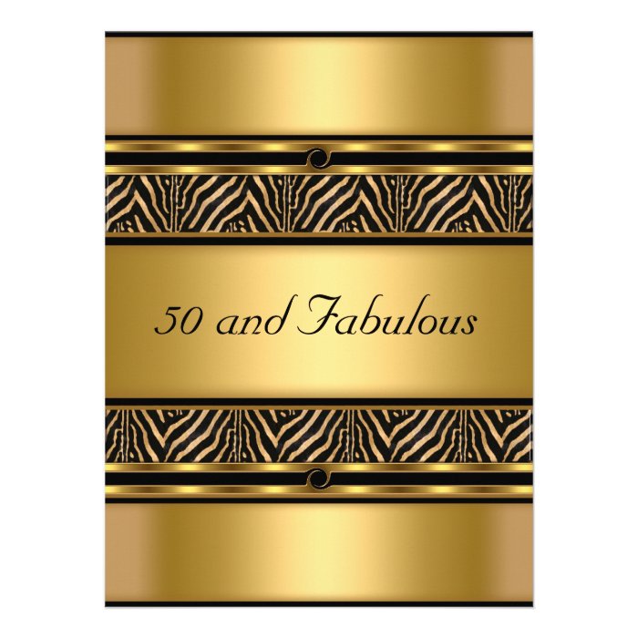 50 and Fabulous Gold  Birthday Party Invitation Announcement