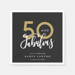 50 and fabulous gold birthday party napkins