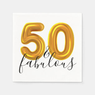 50 and Fabulous Gold Birthday Party Napkins