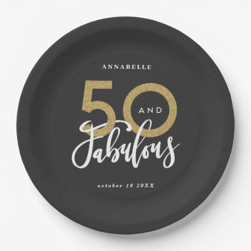 50 and fabulous gold Birthday party  Paper Plates