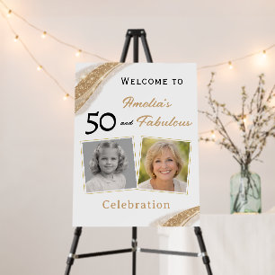 50 and Fabulous Gold Birthday Welcome Photo Foam Board