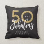 50 and fabulous gold black 50th birthday throw pillow<br><div class="desc">Fun 50th birthday gift. Ideal party favor or gift for your fun and fifty friend or relative. Part of a collection.</div>