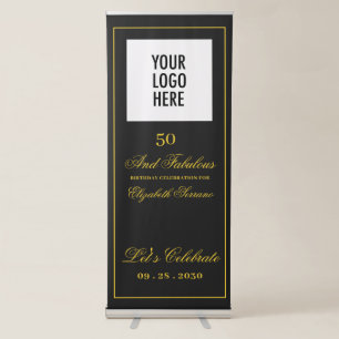 50 And Fabulous Gold Black Birthday Party Retractable Banner