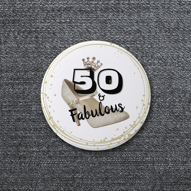 50 And Fabulous Gold Black Bold Birthday Button (Creator Uploaded)