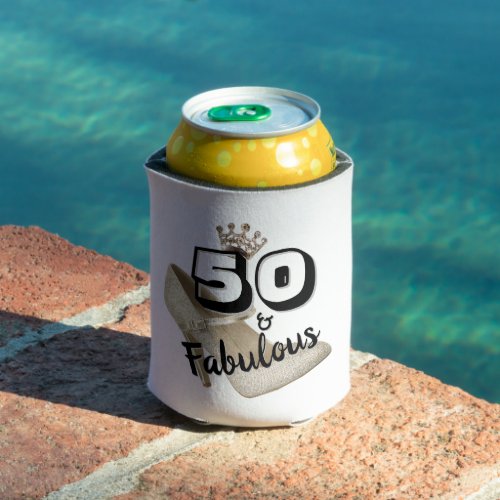50 And Fabulous Gold Black Bold Birthday Can Cooler