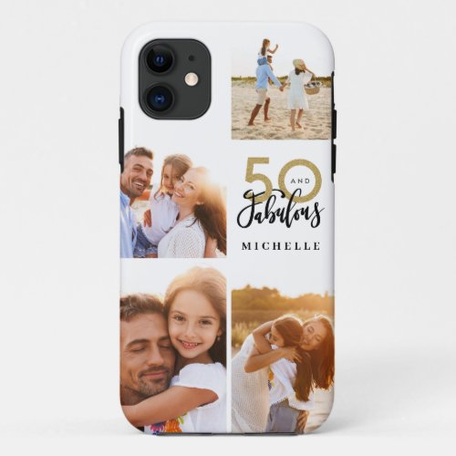 50 and fabulous gold black photo birthday  iPhone 11 case