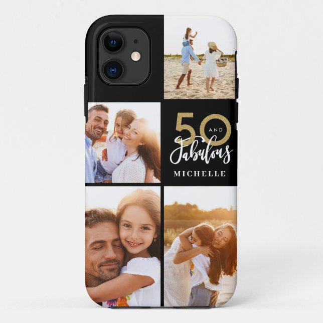50 and fabulous gold black photo birthday Case-Mate iPhone case (Back)
