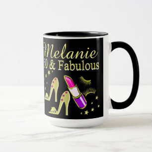 50 AND FABULOUS GOLD DIVA PERSONALIZED MUG