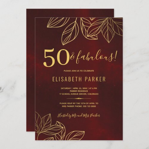 50 and fabulous gold elegant 50th birthday party invitation