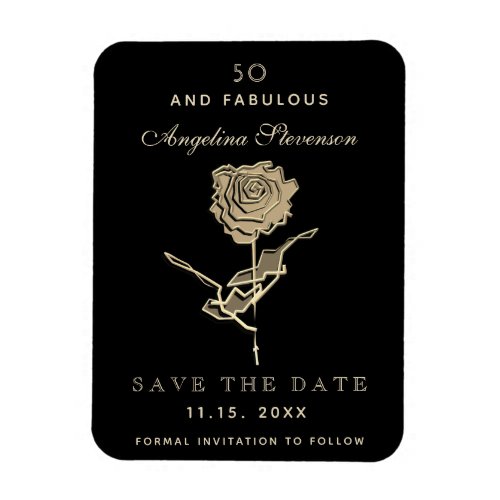 50 and Fabulous Gold Floral Birthday Save The Date Magnet