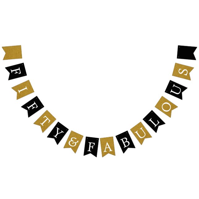 50 and Fabulous Gold Foil Birthday Banner (All)