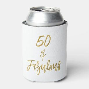 50 and Fabulous Gold Foil Birthday Can Cooler