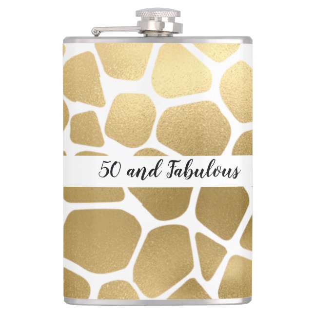 50 and Fabulous Gold Giraffe Flask (Front)