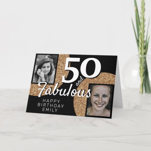 50 and Fabulous Gold Glitter 2 Photo 50th Birthday