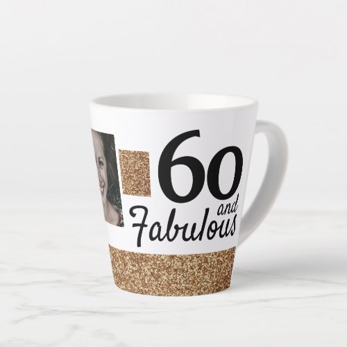 50 and Fabulous Gold Glitter 2 Photo 50th Birthday Latte Mug