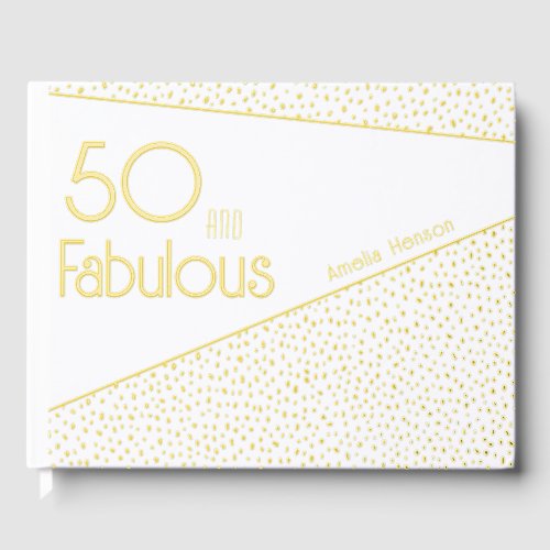 50 and Fabulous Gold Glitter 50th Birthday  Foil Guest Book