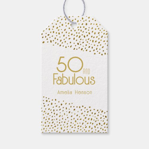 50 and Fabulous Gold Glitter 50th Birthday  Gift Tags