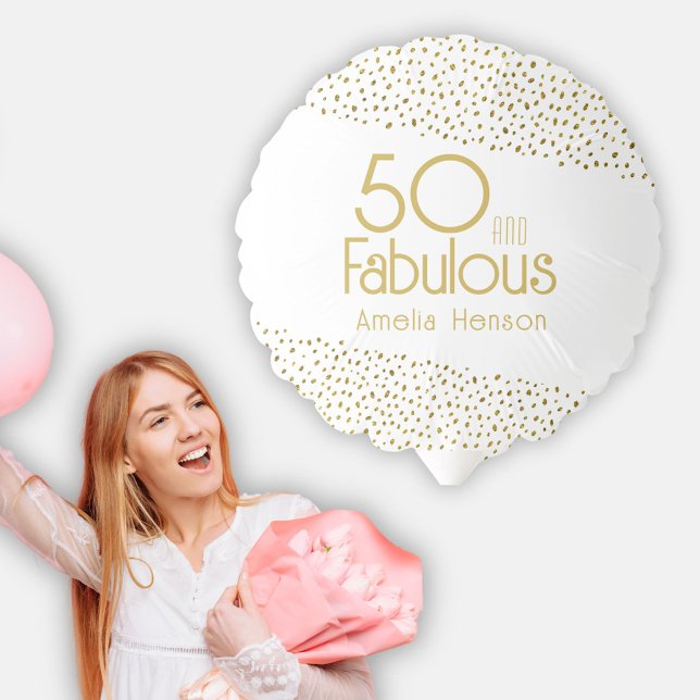 50 and Fabulous Gold Glitter 50th Birthday Party  Balloon (Creator Uploaded)