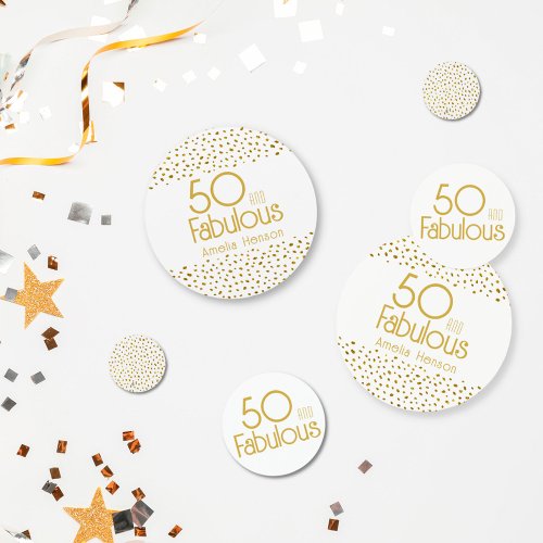 50 and Fabulous Gold Glitter 50th Birthday Party  Confetti