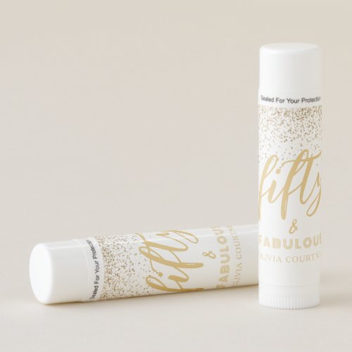 50 and Fabulous Gold Glitter Birthday Favor Gift Lip Balm